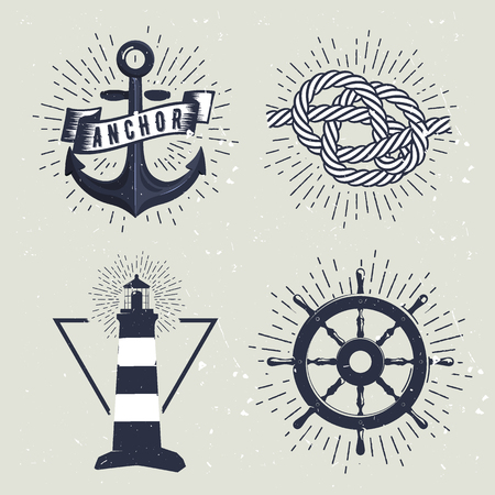 Set of retro nautical labels.のイラスト素材