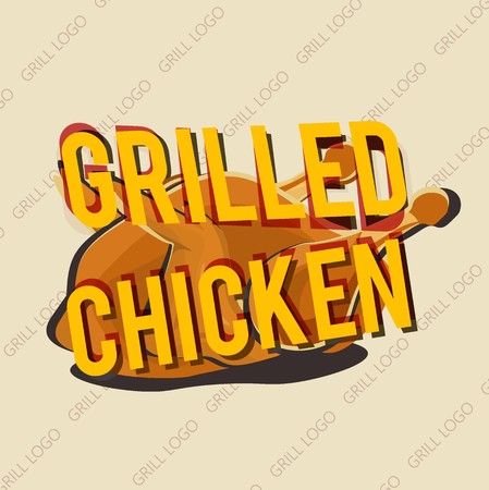 Creative design with grilled chicken. Vector illustration.のイラスト素材
