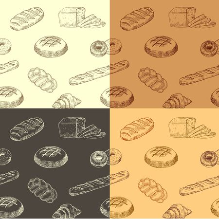 Colourful hand drawn pattern with realistic baking.のイラスト素材