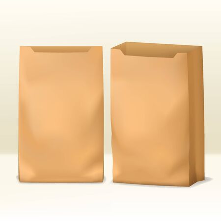 Realistic paper pack template in front and half side views.のイラスト素材
