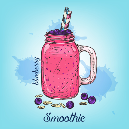 Sketch of blueberry in jar.のイラスト素材