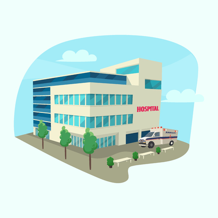 Isometric building of clinic or hospitalのイラスト素材