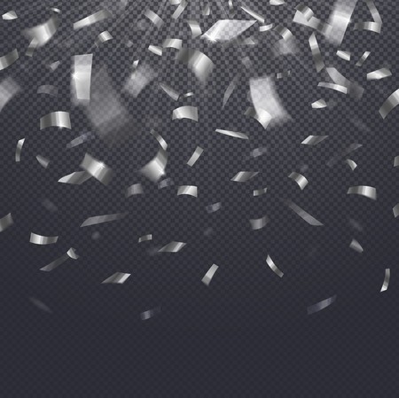 Paper confetti, falling serpentine on transparent illustration.のイラスト素材