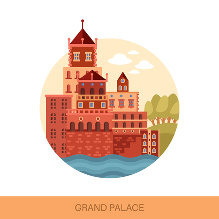 Cartoon building of grand royal palaceのイラスト素材