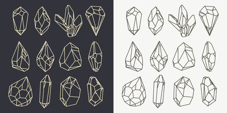 Geometric silhouette of black and white crystalsのイラスト素材