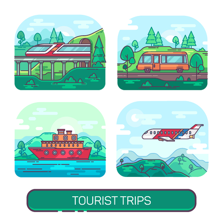 Set of summer transport for travel and activity.の写真素材