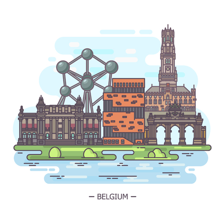 Landmark places of Belgium at one sightのイラスト素材