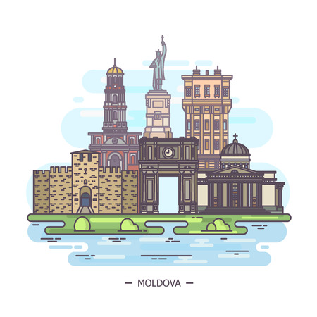 Moldovan landmarks or moldova sightseeing placesのイラスト素材