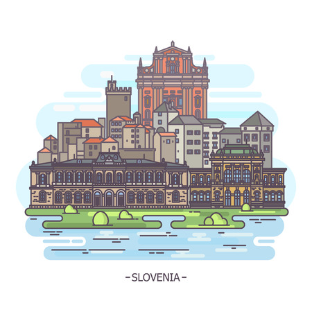 Slovenia landmarksのイラスト素材