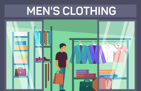 Costumer with bag at mans clothing shopの写真素材