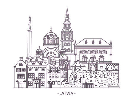 Latvian architecture buildingsのイラスト素材