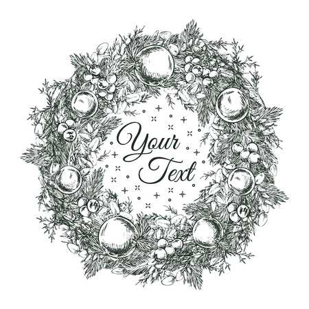Christmas postcard sketchのイラスト素材