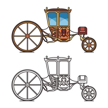 Vintage carriage for wedding, royal horse chariotのイラスト素材