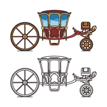 Retro chariot for weddings or old buggy, carriageのイラスト素材