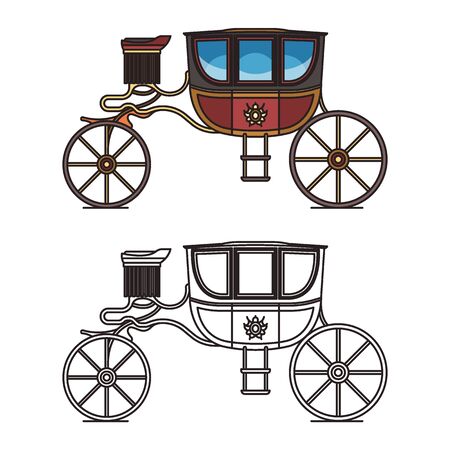 Royal horse chariot for travel or vintage carriageのイラスト素材