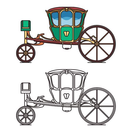 Green retro buggy or king horse chariot, carriageのイラスト素材
