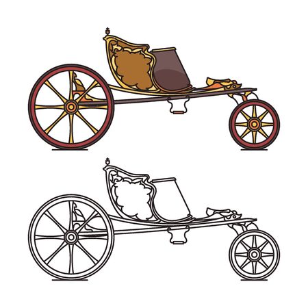 Classic retro carriage or vintage open chariotのイラスト素材