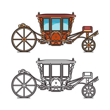 Medieval royal carriage icons or wedding chariotのイラスト素材