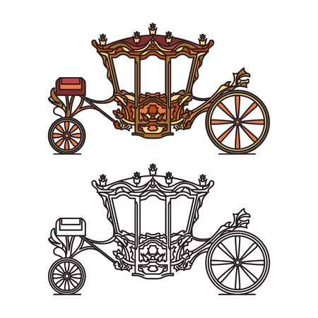 Royal medieval wheel transport or vintage carriageのイラスト素材