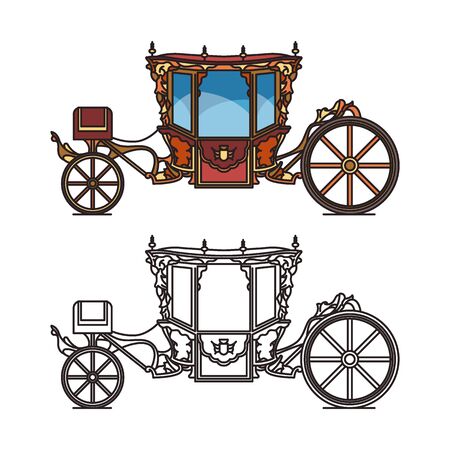 Queen carriage or retro wedding chariot, buggyのイラスト素材