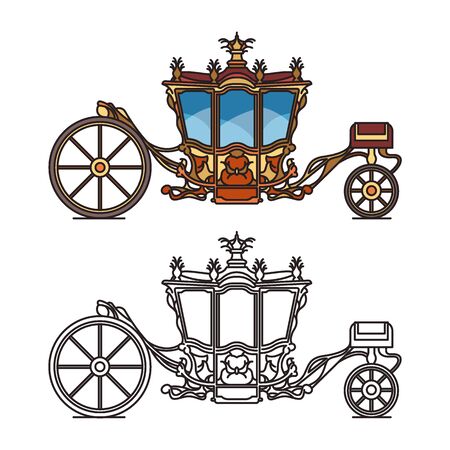 Horse carriage or vintage chariot for marriageのイラスト素材