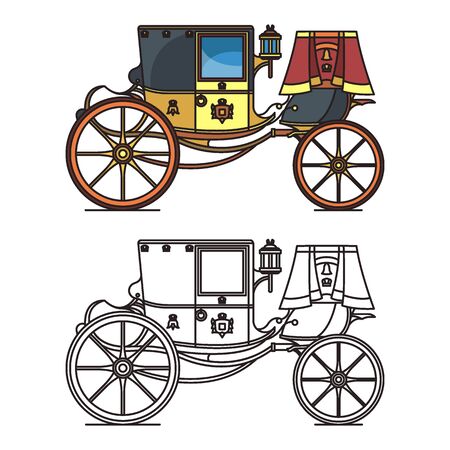 Vintage carriage or wedding waggon, royal chariotのイラスト素材