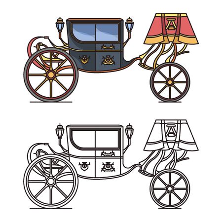 Retro carriage for wedding or vintage chariotのイラスト素材