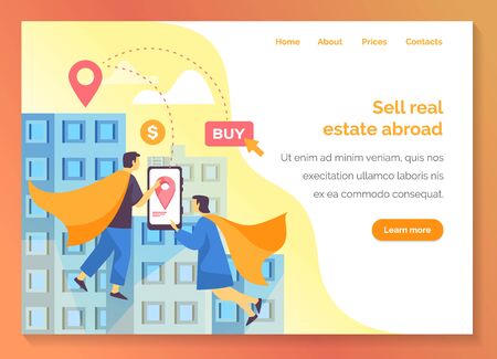Real estate agency website, property sell and buyのイラスト素材