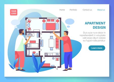 Website banner with home interior design serviceのイラスト素材