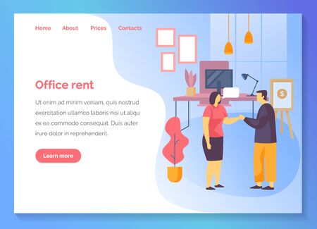 Office rent agency business service website bannerのイラスト素材