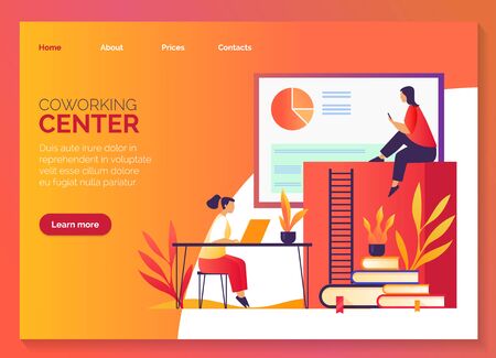 Coworking center, freelancer work office spaceのイラスト素材