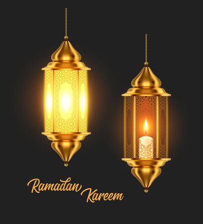 Ramadan Kareem Muslim holiday Arabic lamp lanternsのイラスト素材