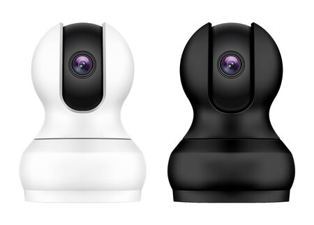 Realistic IP video camera, home security monitorのイラスト素材