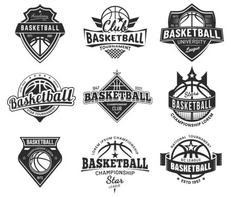 Basketball team labels, set of sport league badgesのイラスト素材