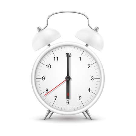Alarm clock, white realistic 3D with red arrowのイラスト素材