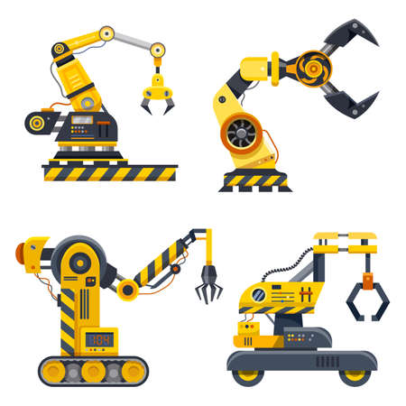 Set of machine hands, industry vector iconsのイラスト素材