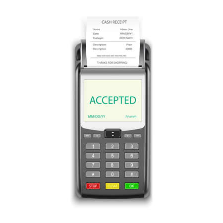 Credit card payment, POS terminal with pay receiptのイラスト素材