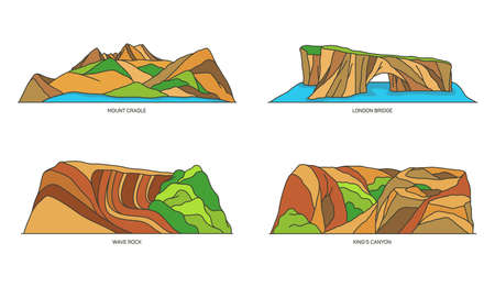 Set of Australia nature landmarks, travel iconsのイラスト素材