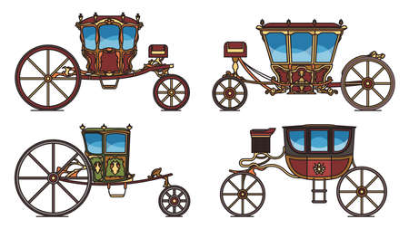 Set of dormeuse chariot or royal carriageのイラスト素材