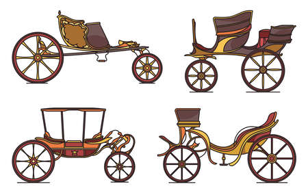 Set of classic cab of XIX century, retro wagonのイラスト素材