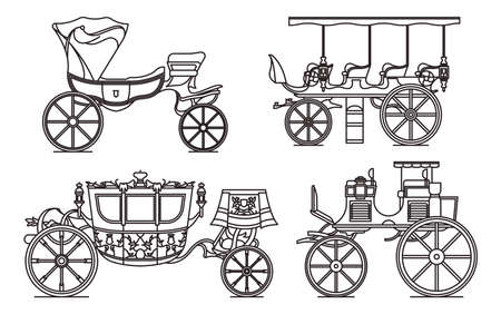 Outline set of classic cab of XIX centuryのイラスト素材