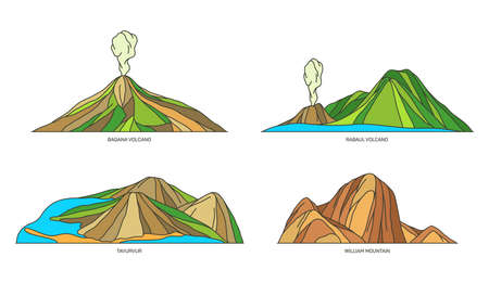 Papua New Guinea nature landmarks travel, volcanoのイラスト素材