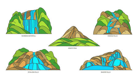 Sri Lanka nature landmarks, travel place landscapeのイラスト素材