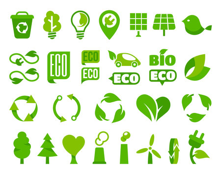 Set of vector eco icons or isolated ecology signsのイラスト素材