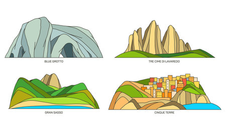 Set of Italy landmarks or travel landscapeのイラスト素材