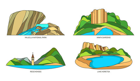 Set of Italy travel landmarks or landscapesのイラスト素材