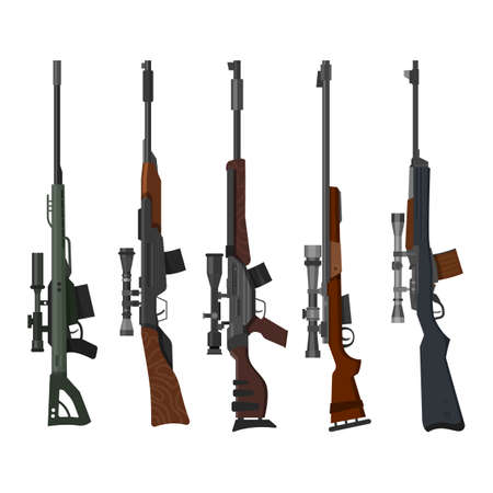 Military and hunting weapon set, rifle gunsのイラスト素材