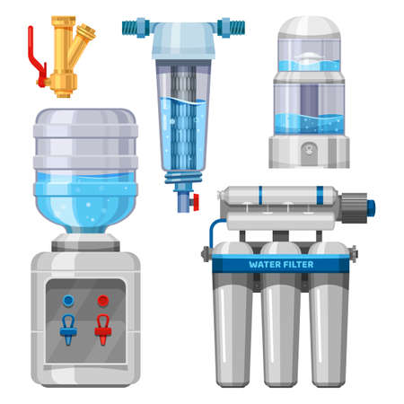 Set of water filters and drinking water systemのイラスト素材