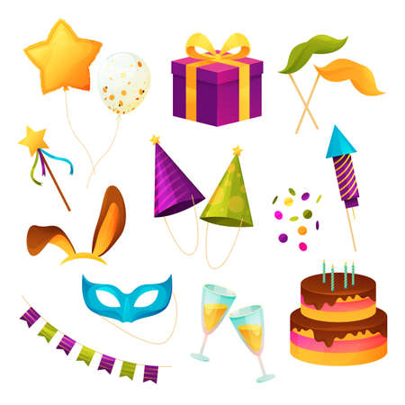 Party icons, birthday festival and carnival eventのイラスト素材