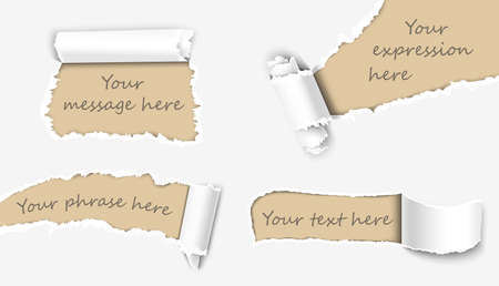 Abstract set of torn paper or damaged pages.のイラスト素材